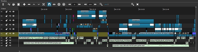 Shotcut timeline for Motion blur tutorial