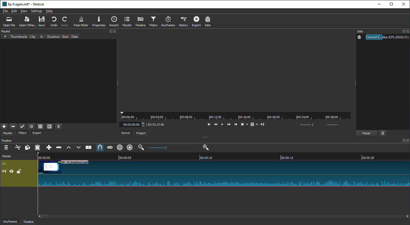 shotcut audio problems