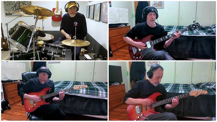 shotcut musician four videos with white border 10px