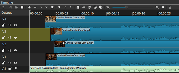 Screenshot of Timeline after aligning clips