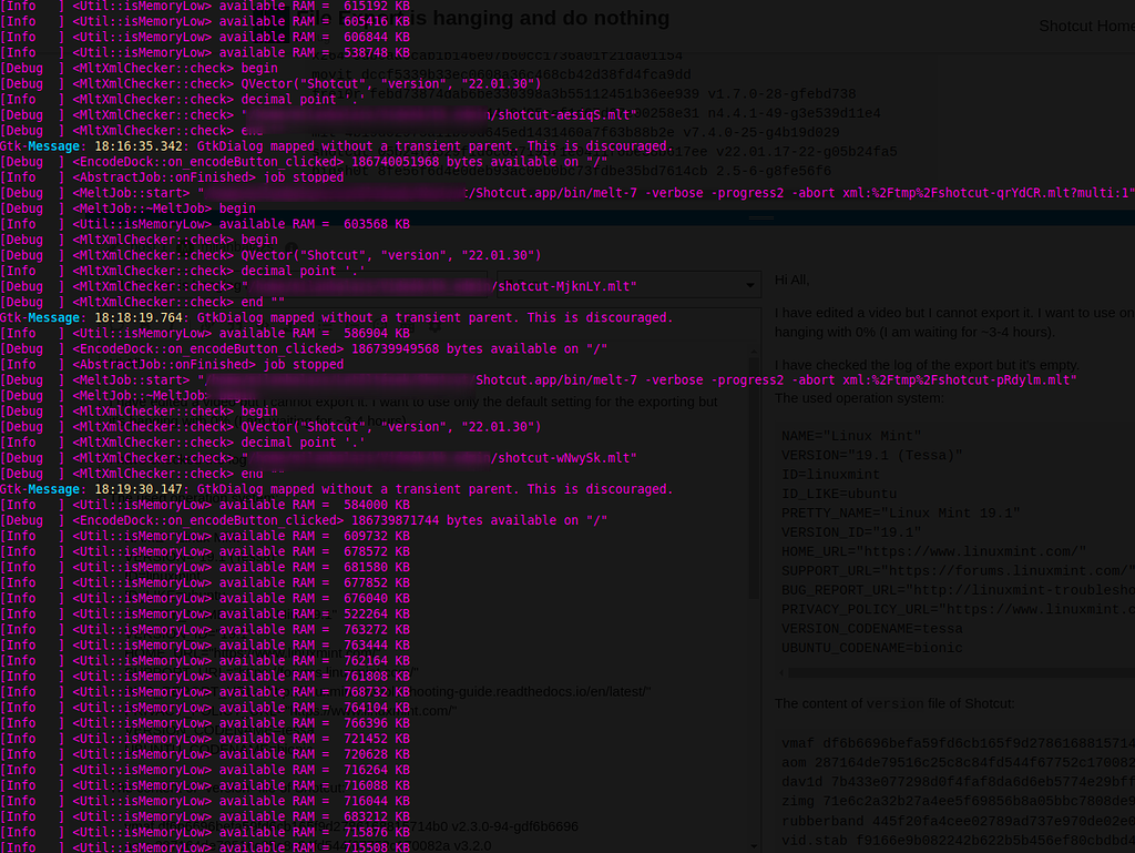 File Export is hanging and do nothing - Bug - Shotcut Forum