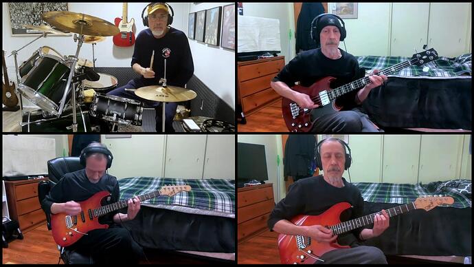shotcut musician four videos with black border 10px