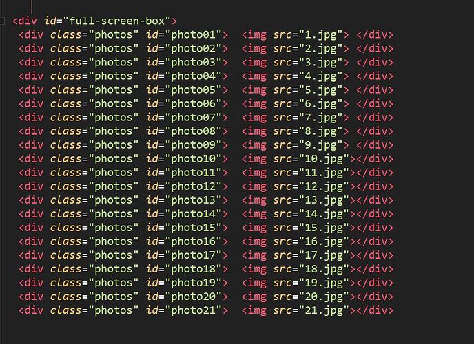 Spinning HTML code for photos