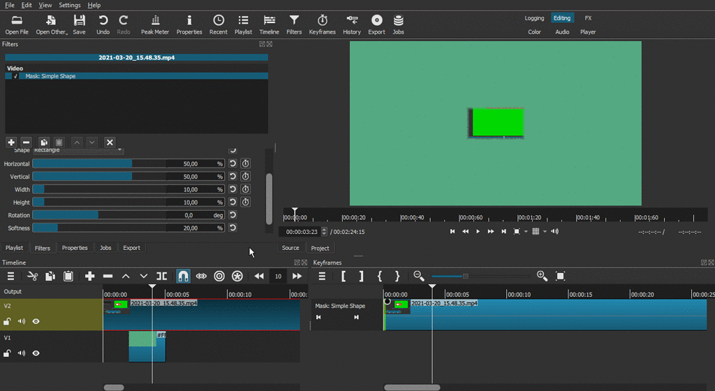 Mask moves when deleting keyframes - Bug - Shotcut Forum