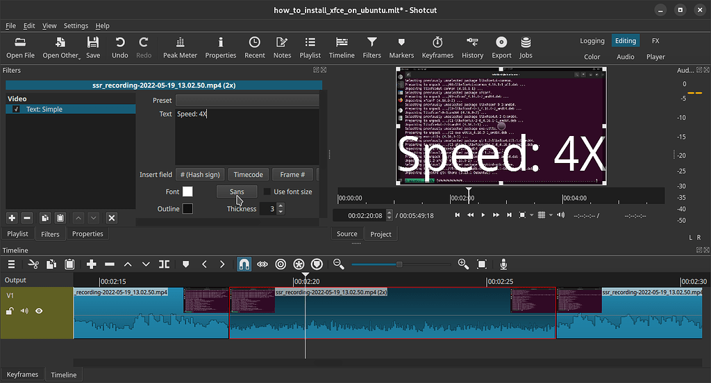 shotcut video editor for ubuntu