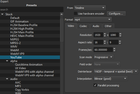 how to export a shotcut video into a mp4 file