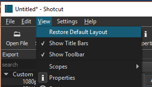 shotcut default layout