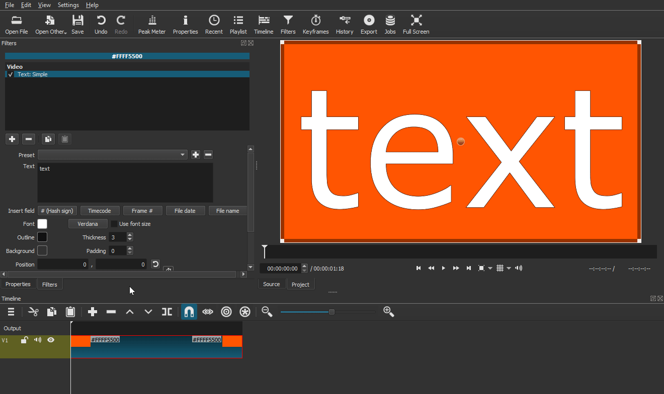 how to add text in shotcut