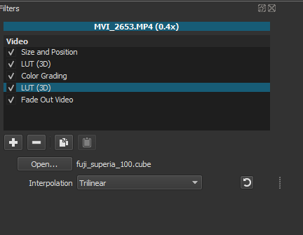 shotcut lut filter