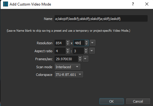 custom video mode